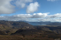 View from the waterfalls on the Kuril and Etamynk lakes, the Ilyinsky volcano and the Wild Comb. Photo: P. Shpilenok
